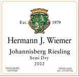 Hermann J. Wiemer - Johannisberg Riesling Finger Lakes Semi-Dry 2019